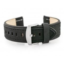W80 leather watch strap - black - 24mmPasek skórzany do zegarka W80 - czarny - 24mm
