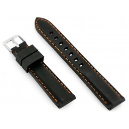 U20 rubber watch strap - black/orange 18mmPasek gumowy do zegarka U20 - czarny/pomarańczowe 18mm