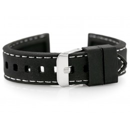 U20 rubber watch strap - black/white 18mmPasek gumowy do zegarka U20 - czarny/białe 18mm