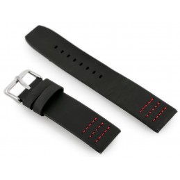 W39 black/red 22mm leather watch strapPasek skórzany do zegarka W39 czarny/czerwony 22mm