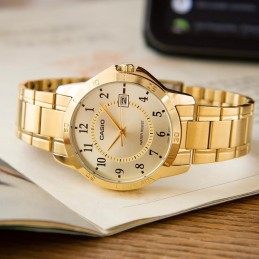 ZŁOTY ZEGAREK MĘSKI CASIO MTP-V004G-9B (zd047a) + BOXZEGAREK MĘSKI CASIO MTP-V004G 9B (zd047a) + BOX