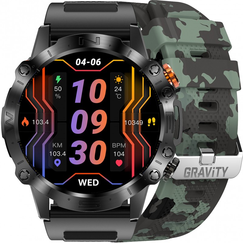 GRAVITY GT20-6 MEN'S SMARTWATCH - AMOLED, ADDITIONAL BELT (sg024f)  SMARTWATCH MĘSKI GRAVITY GT20-6 - AMOLED, DODATKOWY PASEK (sg024f)