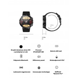 GRAVITY GT21-1 MEN'S SMARTWATCH - BLUETOOTH CALL, ADDITIONAL BELT (sg025a)SMARTWATCH MĘSKI GRAVITY GT21-1 - BLUETOOTH CALL, DODATKOWY PASEK (sg025a)