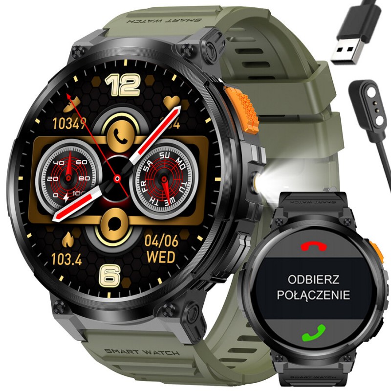 SMARTWATCH MĘSKI GRAVITY GT23-5 - LATARKA, DODATKOWY PASEK  (sg031e)  SMARTWATCH MĘSKI GRAVITY GT23-5 - LATARKA, DODATKOWY PASEK  (sg031e)