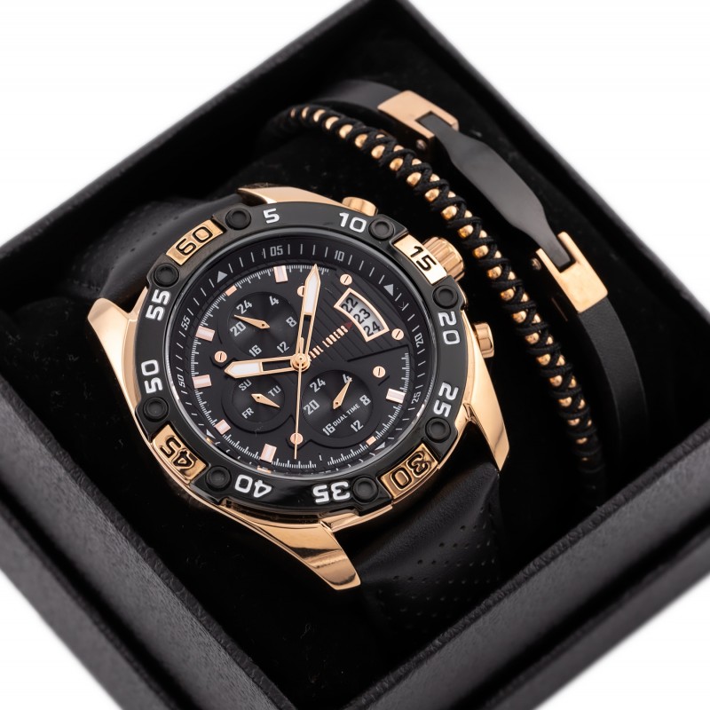 KOMPLET PREZENTOWY MĘSKI PAUL LORENS - Zegarek + Bransoletka (zg375f)  KOMPLET PREZENTOWY MĘSKI PAUL LORENS - Zegarek + Bransoletka (zg375f)