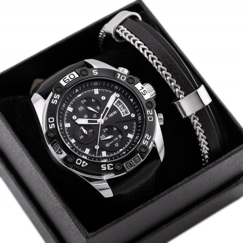 KOMPLET PREZENTOWY MĘSKI PAUL LORENS - Zegarek + Bransoletka (zg375e)  KOMPLET PREZENTOWY MĘSKI PAUL LORENS - Zegarek + Bransoletka (zg375e)