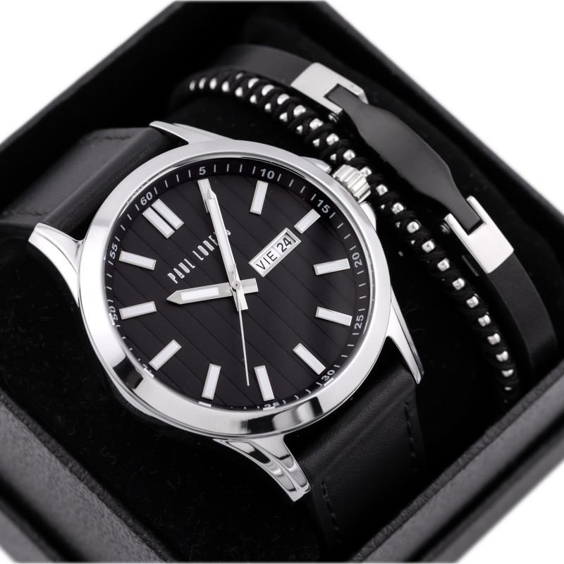 KOMPLET PREZENTOWY MĘSKI PAUL LORENS - Zegarek + Bransoletka  (zg374e)  KOMPLET PREZENTOWY MĘSKI PAUL LORENS - Zegarek + Bransoletka  (zg374e)