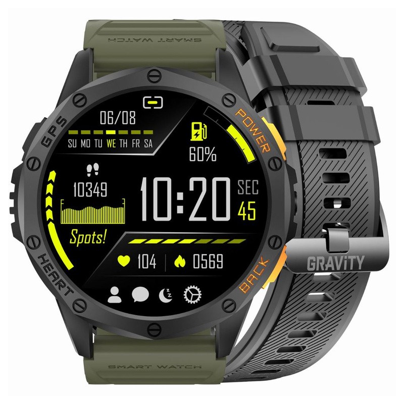 SMARTWATCH MĘSKI GRAVITY GT24-5 - LATARKA, DODATKOWY PASEK  (sg033e)  SMARTWATCH MĘSKI GRAVITY GT24-5 - LATARKA, DODATKOWY PASEK  (sg033e)