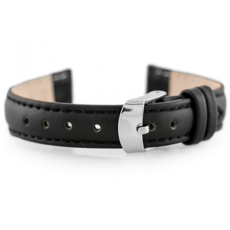 W83 leather watch strap - black - 14mm  Pasek skórzany do zegarka W83 - czarny - 14mm
