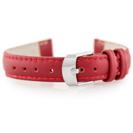 W83 leather watch strap - red - 16mm