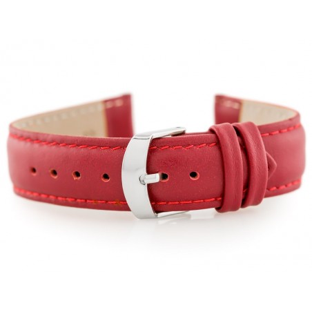 W83 leather watch strap - red - 20mm