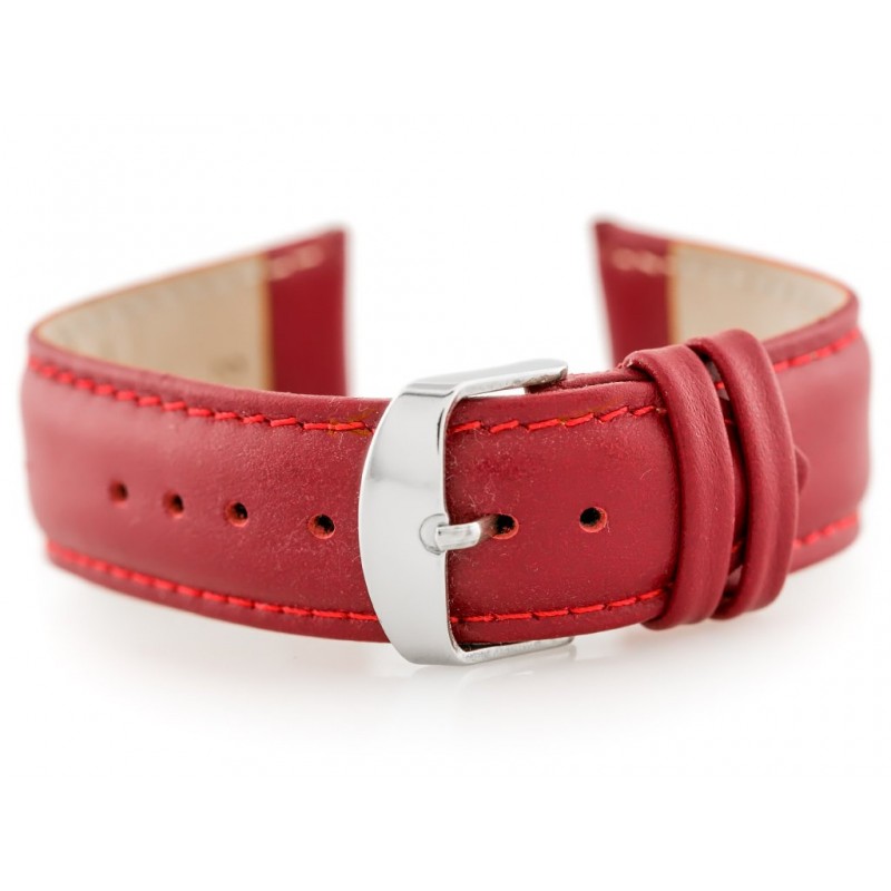 W83 leather watch strap - red - 24mm  Pasek skórzany do zegarka W83 - czerwony - 24mm