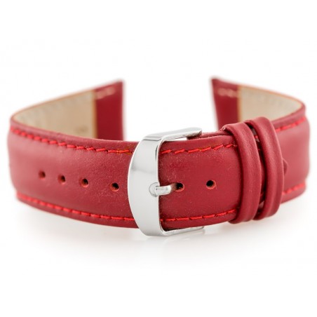W83 leather watch strap - red - 24mm