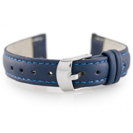 W83 leather watch strap - navy blue - 14mm