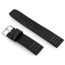 W39 leather watch strap - black/white 22mmPasek skórzany do zegarka W39 - czarny/biały 22mm