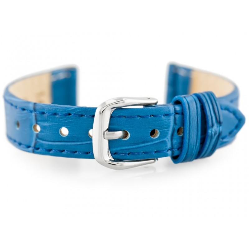 W41 leather watch strap - blue - 12mm  Pasek skórzany do zegarka W41 - niebieski - 12mm