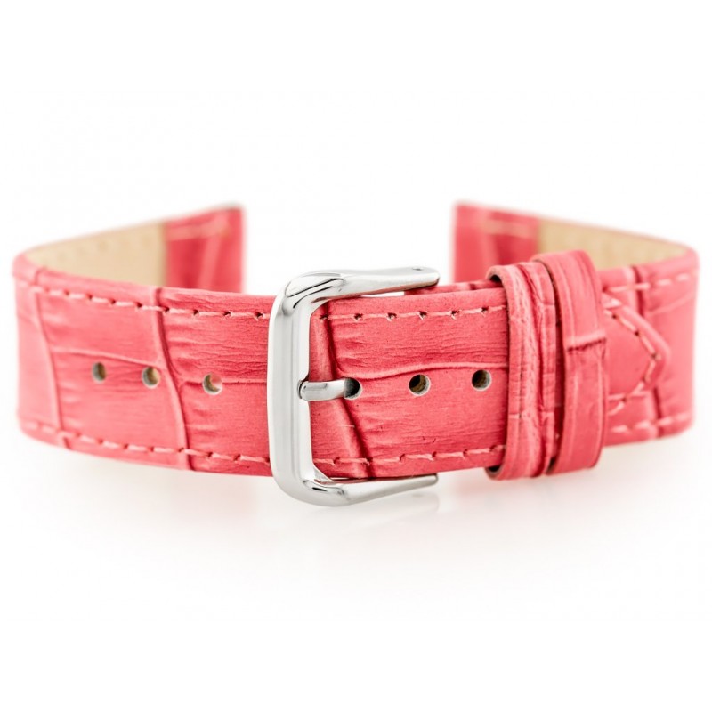 W41 leather watch strap - pink - 18mm  Pasek skórzany do zegarka W41 - różowy - 18mm