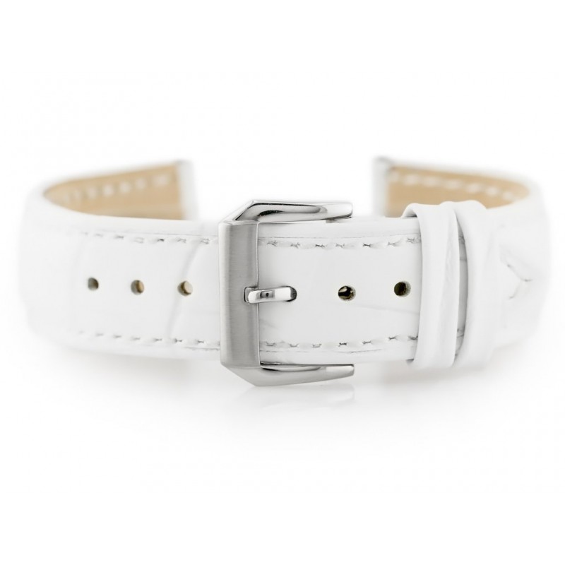 W64 leather watch strap - white - 22mm  Pasek skórzany do zegarka W64 - biały - 22mm