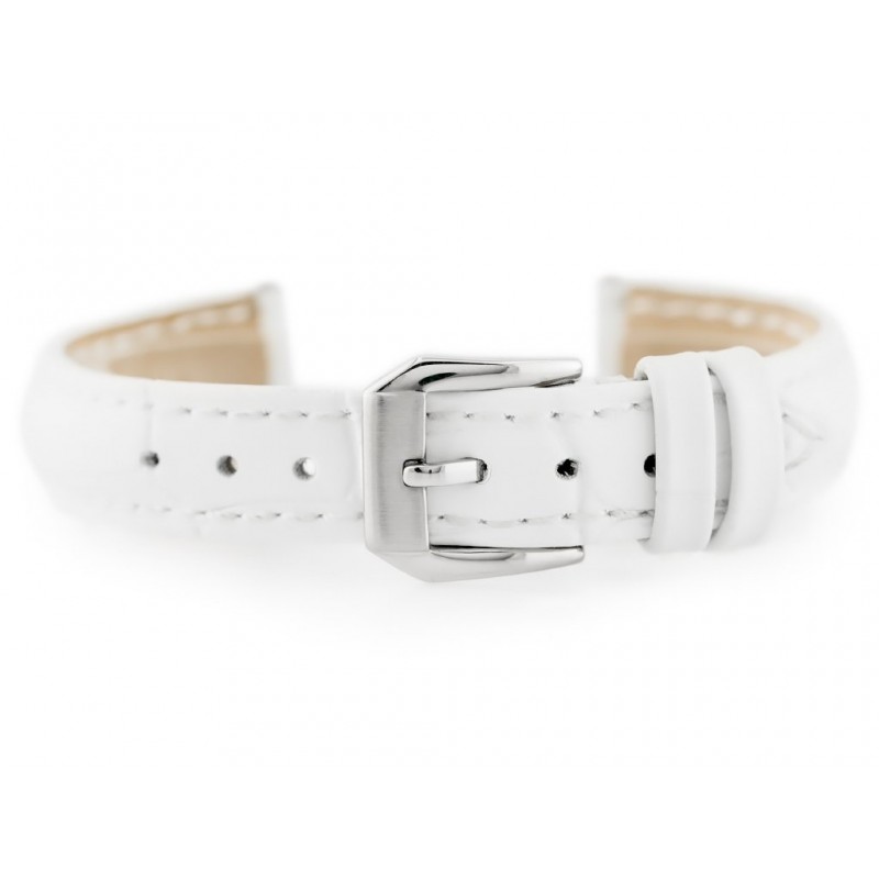 W64 leather watch strap - white - 14mm  Pasek skórzany do zegarka W64 - biały - 14mm