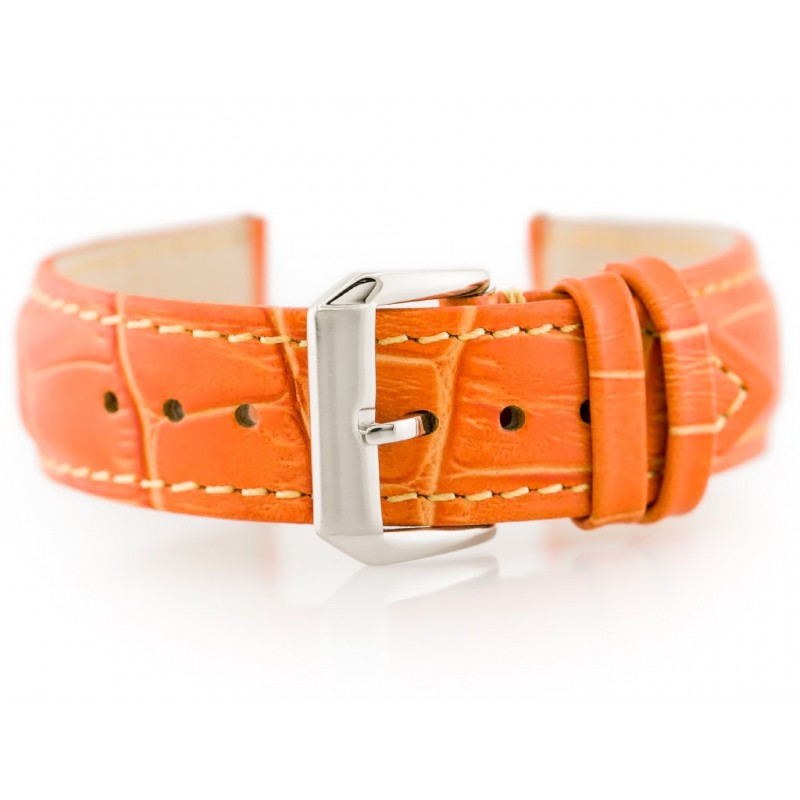 W64 leather watch strap - orange 18mm  Pasek skórzany do zegarka W64 - pomarańczowy 18mm