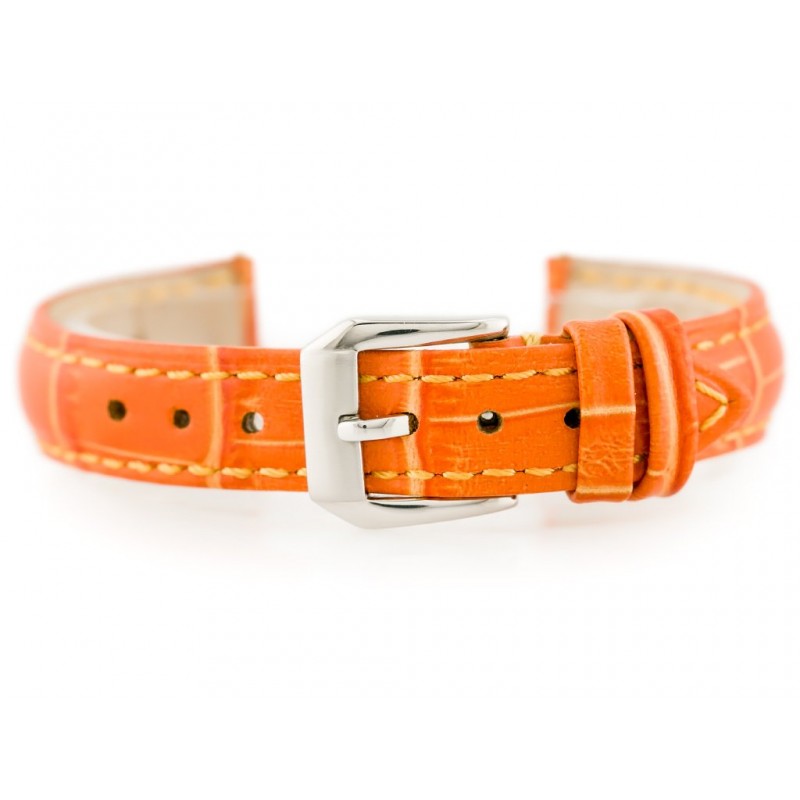 W64 leather watch strap - orange 16mm  Pasek skórzany do zegarka W64 - pomarańczowy 16mm