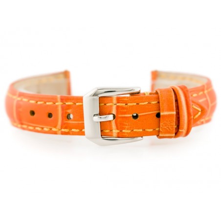 W64 leather watch strap - orange 12mm