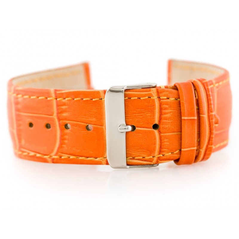 W64 leather watch strap - orange 26mm  Pasek skórzany do zegarka W64 - pomarańczowy 26mm