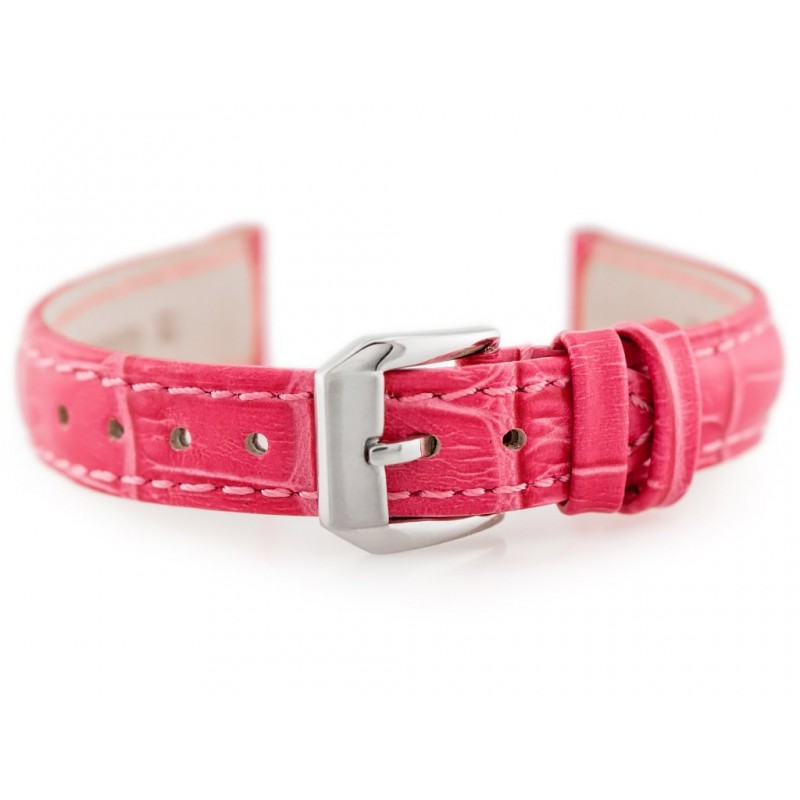 W64 leather watch strap - pink - 14mm  Pasek skórzany do zegarka W64 - różowy - 14mm