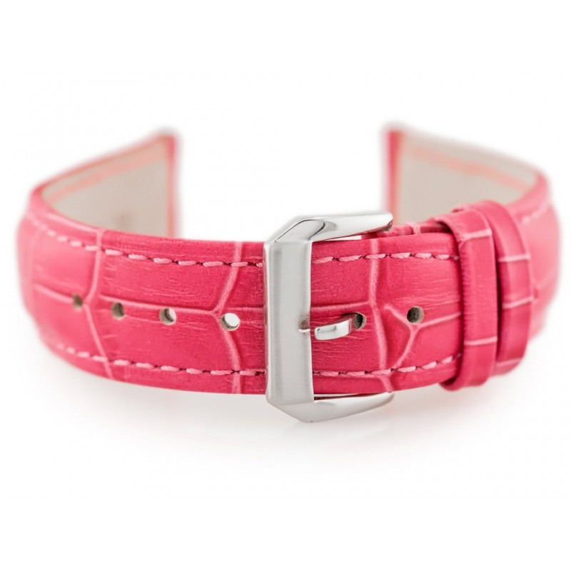 W64 leather watch strap - pink - 22mm  Pasek skórzany do zegarka W64 - różowy - 22mm