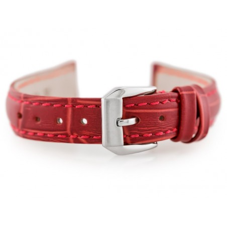 W64 leather watch strap - red - 12mm