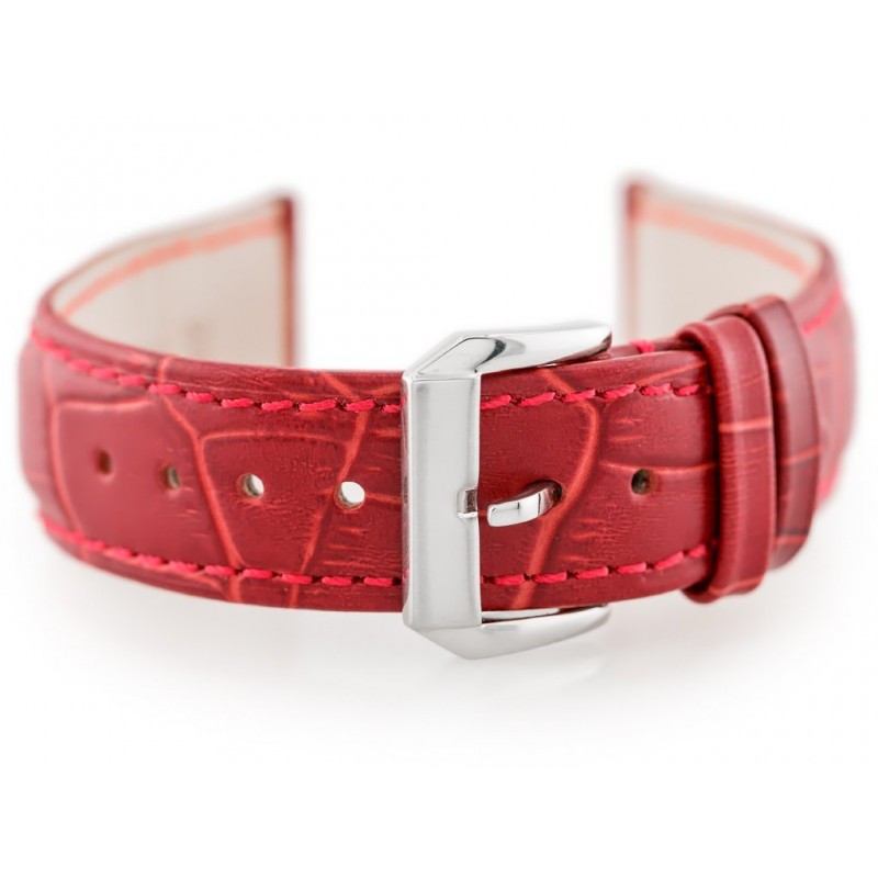 W64 leather watch strap - red - 18mm  Pasek skórzany do zegarka W64 - czerwony - 18mm