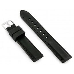 U20 rubber watch strap - black 18mmPasek gumowy do zegarka - przeszywany czarny 18mm