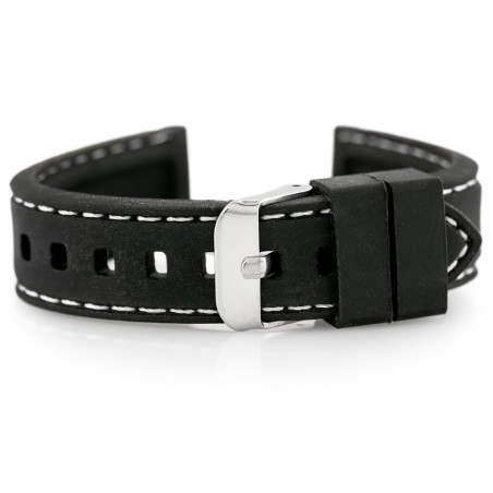 U20 rubber watch strap - black/white 18mm
