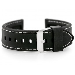 Pasek gumowy do zegarka U20 - czarny/białe 22mmPasek gumowy do zegarka - przeszywany czarny/białe 22mm