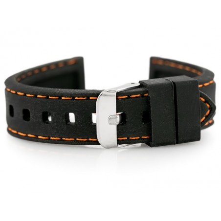 U20 rubber watch strap - black/orange 18mm