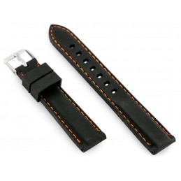 U20 rubber watch strap - black/orange 20mmPasek gumowy do zegarka - przeszywany czarny/pomarańczowe 20mm