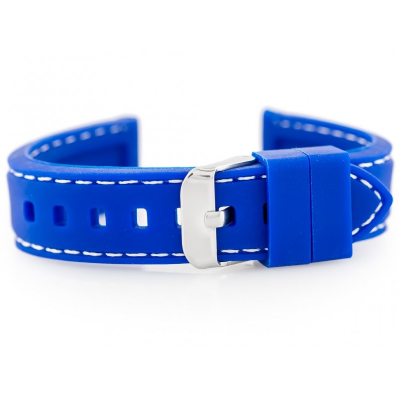 U20 rubber watch strap - blue 18mm  Pasek gumowy do zegarka przeszywany niebieski 18mm