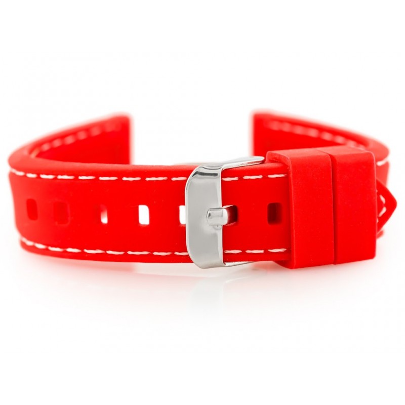 U20 rubber watch strap - red 20mm  Pasek gumowy do zegarka przeszywany czerwony 20mm