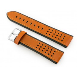 W80 brown/black 24mm leather watch strapPasek skórzany do zegarka W80 brązowy/czarny 24mm