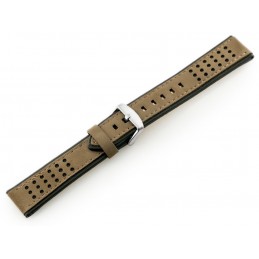 W80 beige/black leather watch strap - 22mmPasek skórzany do zegarka W80 beżowy/czarny - 22mm