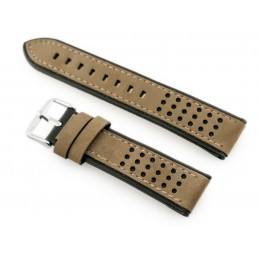 W80 beige/black leather watch strap - 20mmPasek skórzany do zegarka W80 beżowy/czarny - 20mm