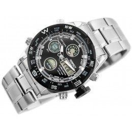 PERFECT MEN'S WATCH - A890 (zp257b) + BOXZEGAREK MĘSKI PERFECT ZEUS - A890 (zp257b) - silver/black