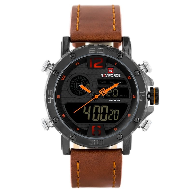 NAVIFORCE MEN'S WATCH - NF9134 (zn075e) + BOX  ZEGAREK MĘSKI NAVIFORCE - NF9134 (zn075e) - brown/orange + box