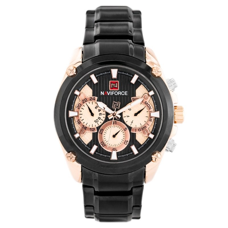NAVIFORCE MEN'S WATCH - NF9113 (zn078c) - black/rosegold + box  ZEGAREK MĘSKI NAVIFORCE - NF9113 (zn078c) - black/rosegold + box