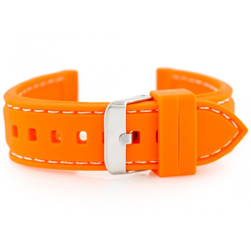 U20 rubber watch strap - orange 18mm  Pasek gumowy do zegarka przeszywany pomarańcz 18mm