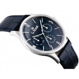 G. ROSSI WATCH - 10737A-6F1 (zg258e) blue/silver + BOXZEGAREK MĘSKI GINO ROSSI - 10737A-6F1 (zg258e) blue/silver + BOX