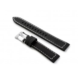 W25 leather watch strap - black/white - 18mmPasek skórzany do zegarka W25 - czarny/białe - 18mm