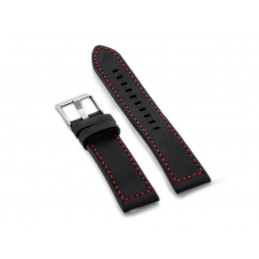 W25 leather watch strap - black/red - 20mmPasek skórzany do zegarka W25 - czarny/czerwone - 20mm