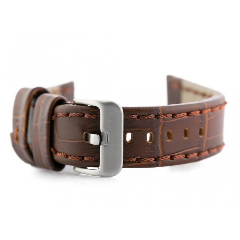 W49 leather watch strap - dark brown - 20mm  Pasek skórzany do zegarka W49 - ciemny brąz - 20mm