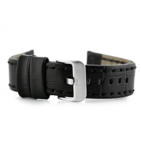 W49 leather watch strap - black - 22mm